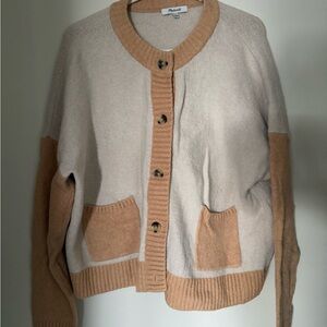 Beige and Tan Color-blocked Cardigan 🍄‍🟫